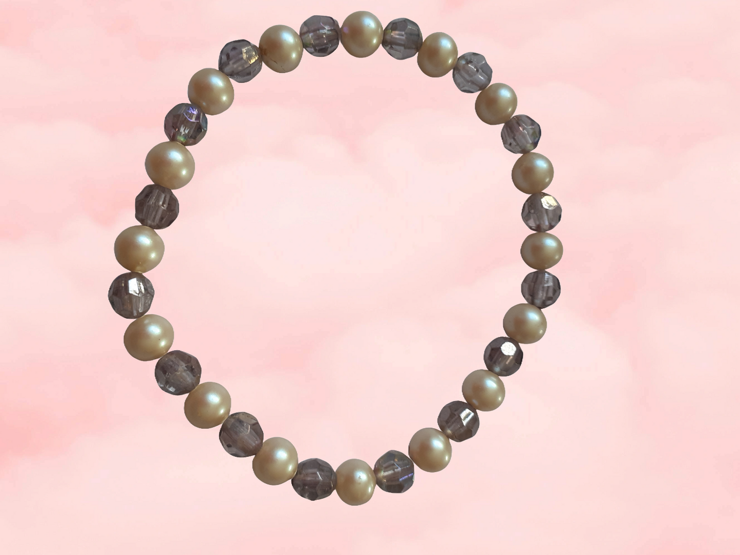 Pearl and metalic iridescent beads bracelets