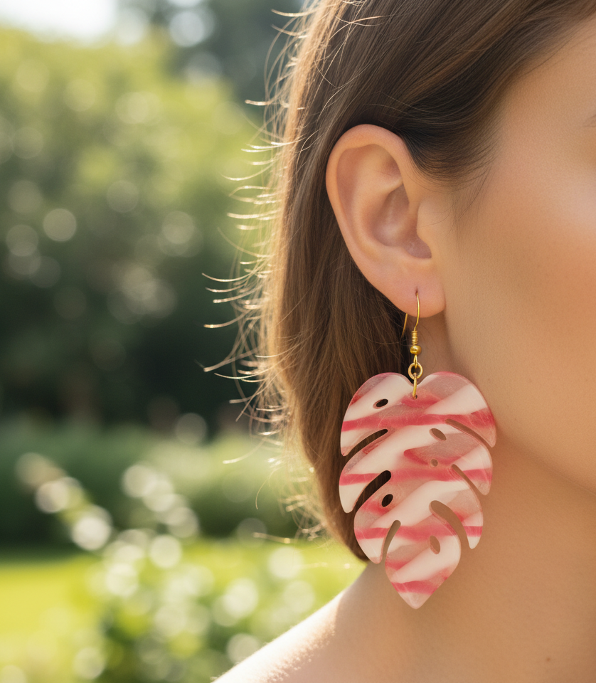 Monstera Leaf -inspired dangle earrings