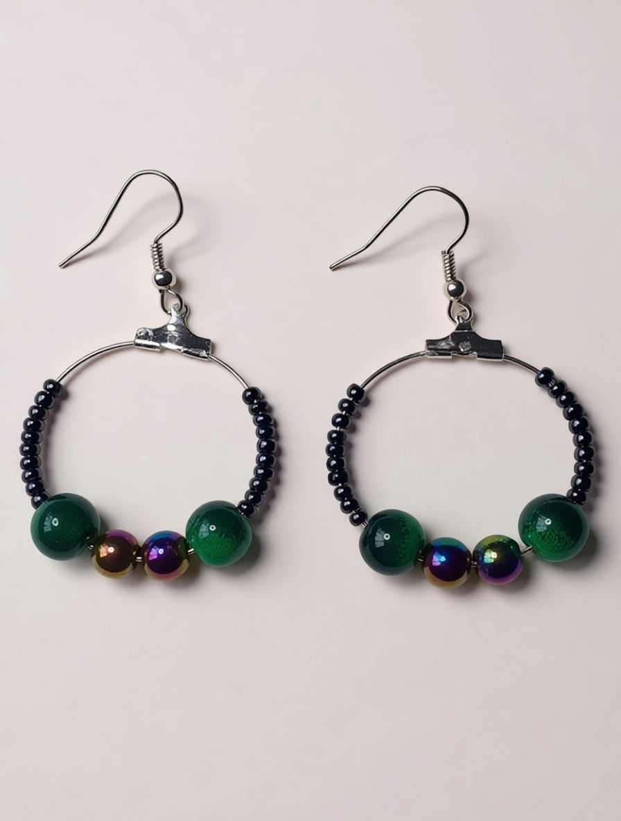 Rainbow Hematite Hoop earrings