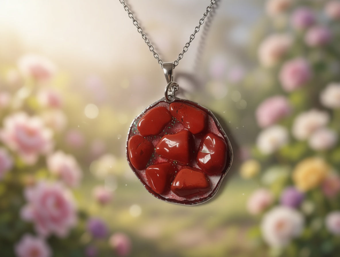Red Jasper Crystal Pendant Necklace
