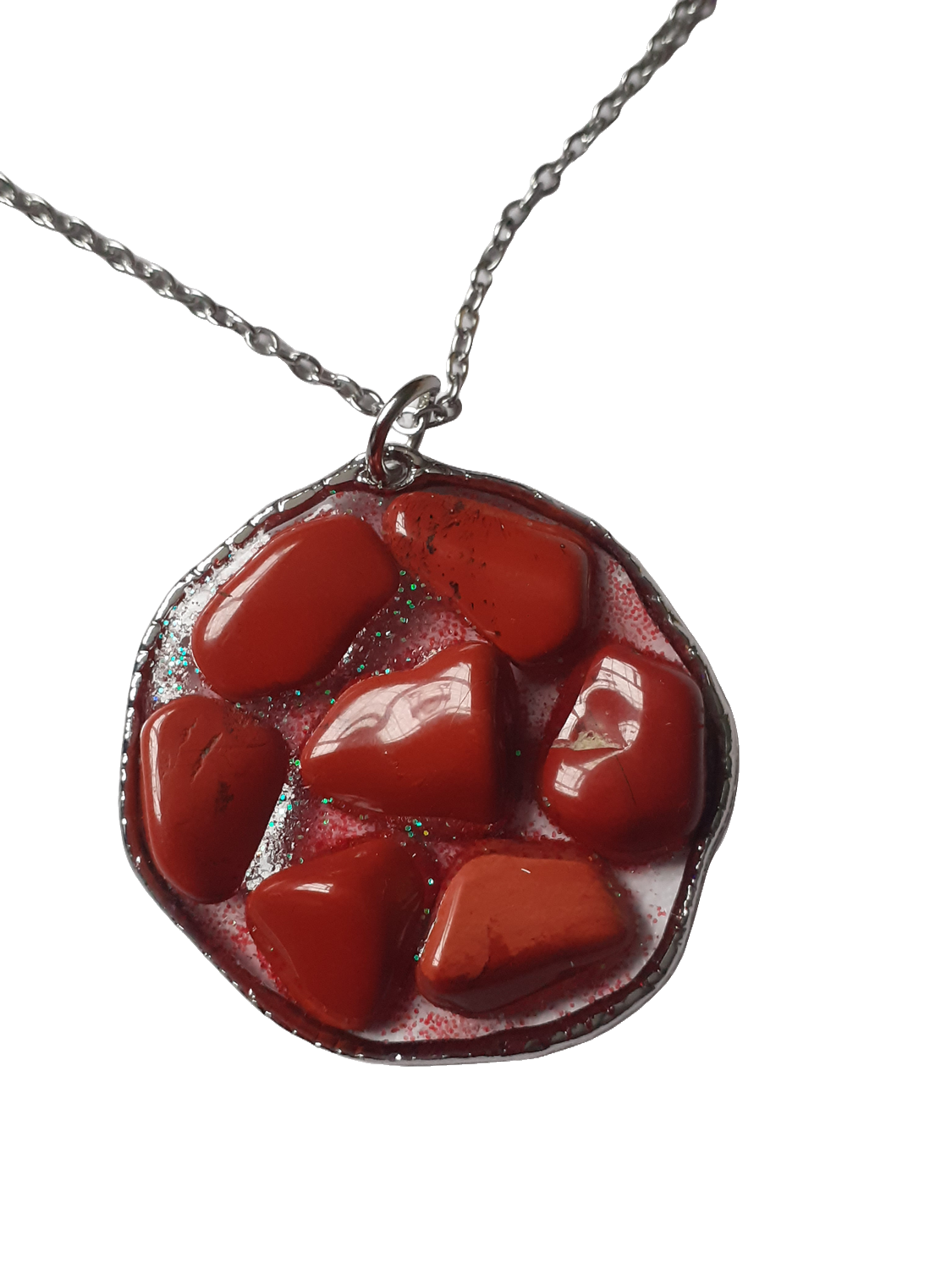 Eklogite and Red Jasper Crystal Pendant Necklace