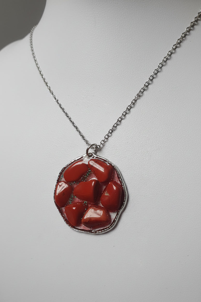 Red Jasper Crystal Pendant Necklace