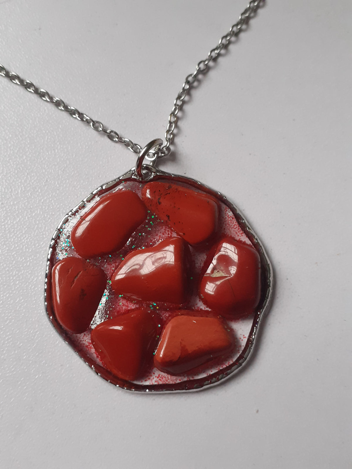 Eklogite and Red Jasper Crystal Pendant Necklace