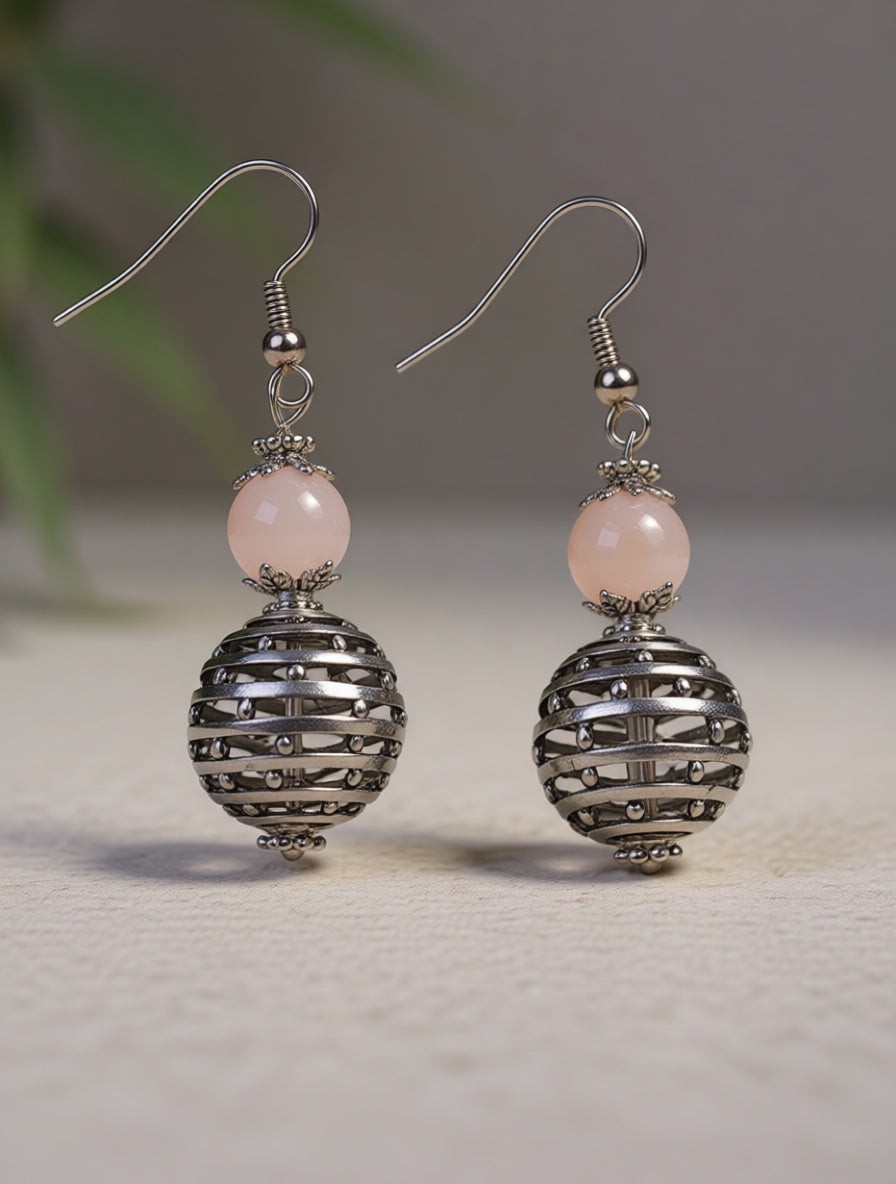 Rose Quartz dangly earrings