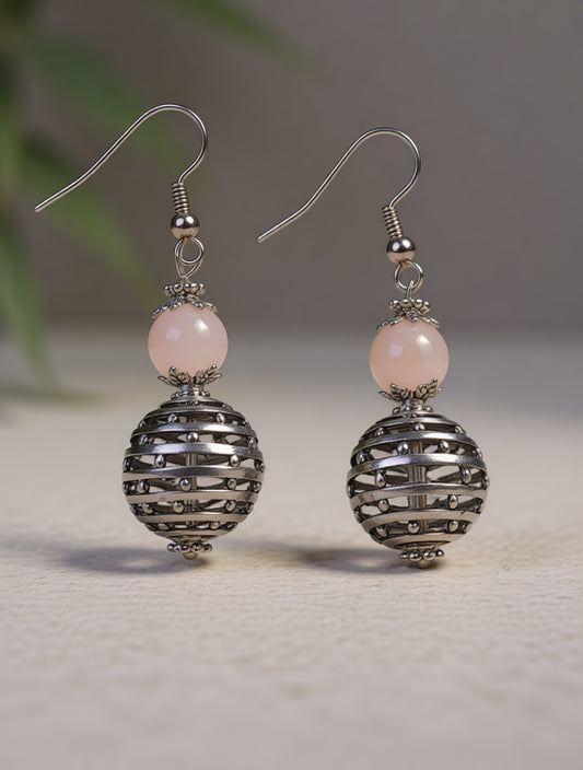 Rose Quartz dangly earrings