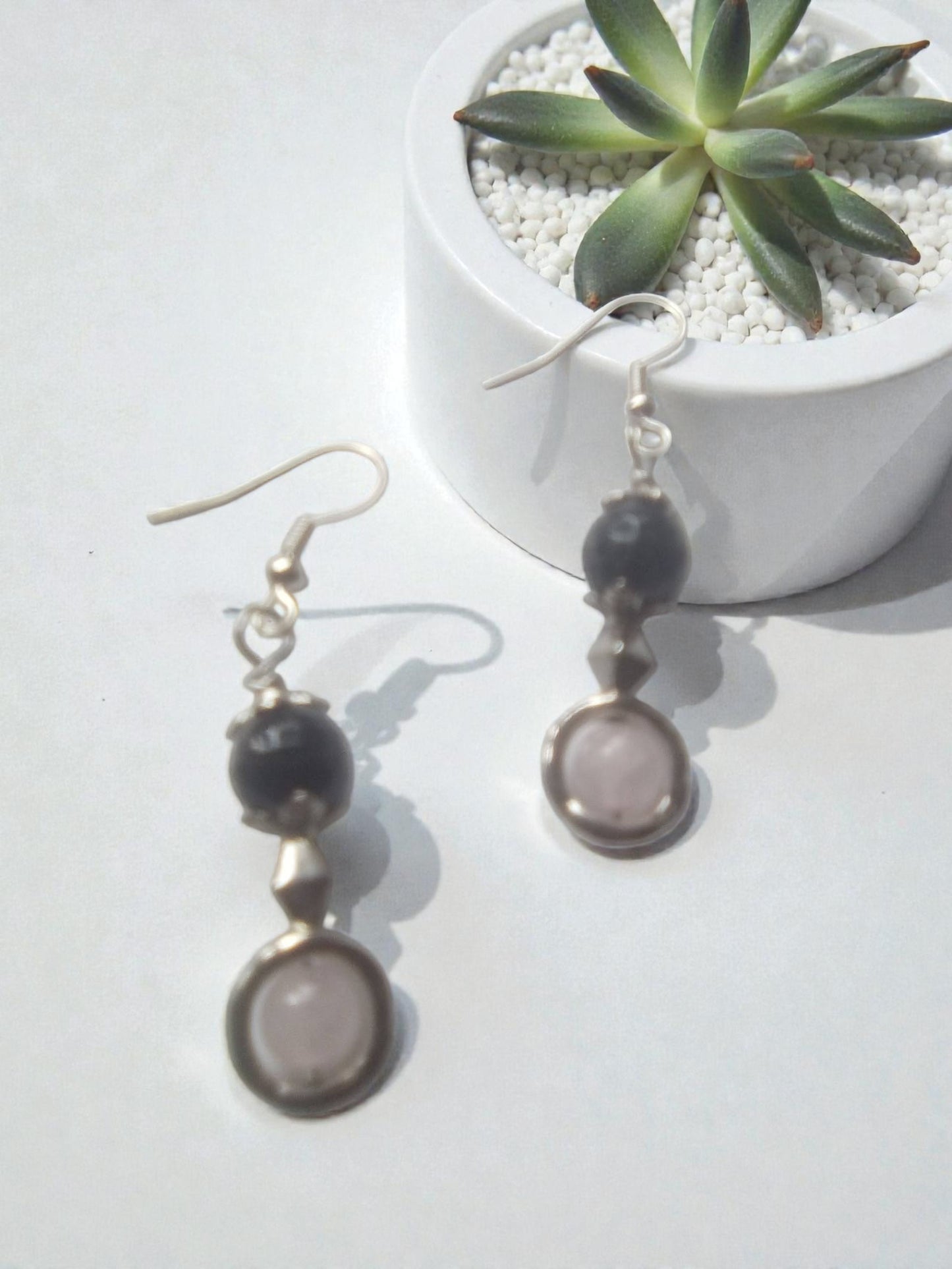 Rose quartz earrings dangle earrings