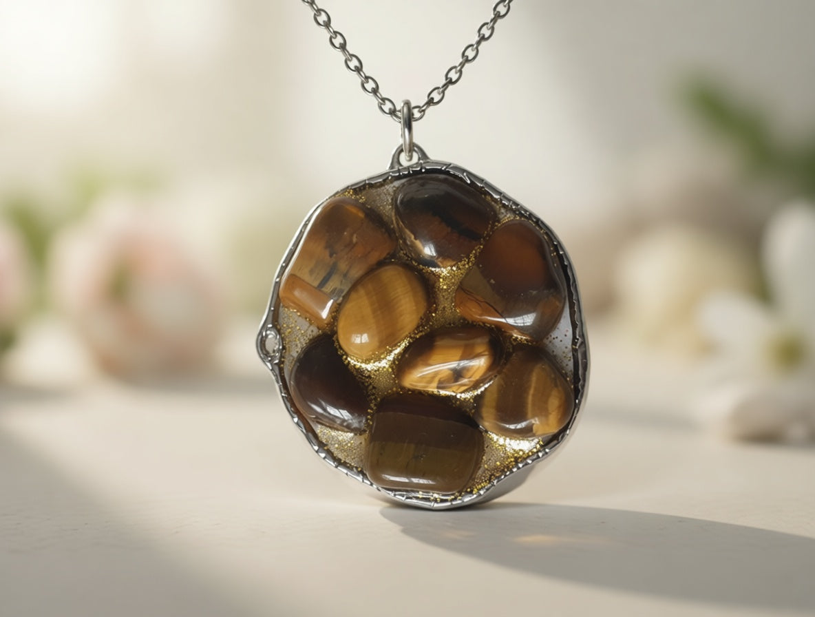 Tigers Eye Crystal Pendant Necklace