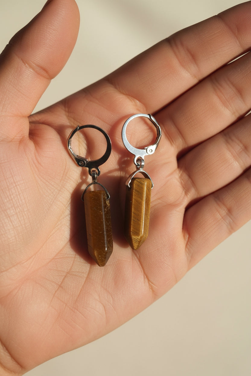 Tigers Eye  Crystal gemstone Drop Earrings