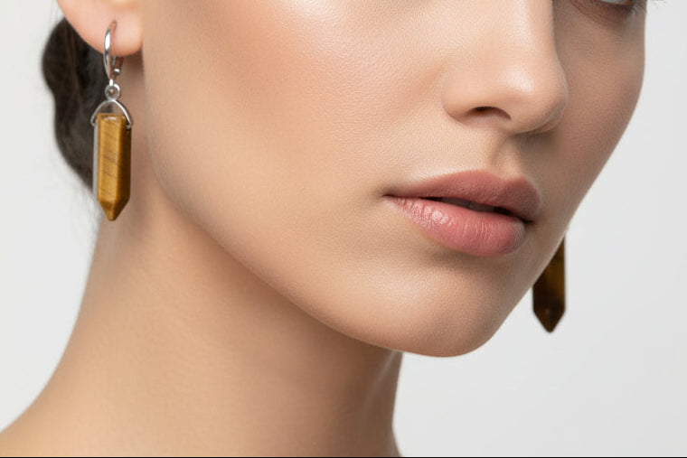 Tigers Eye  Crystal gemstone Drop Earrings