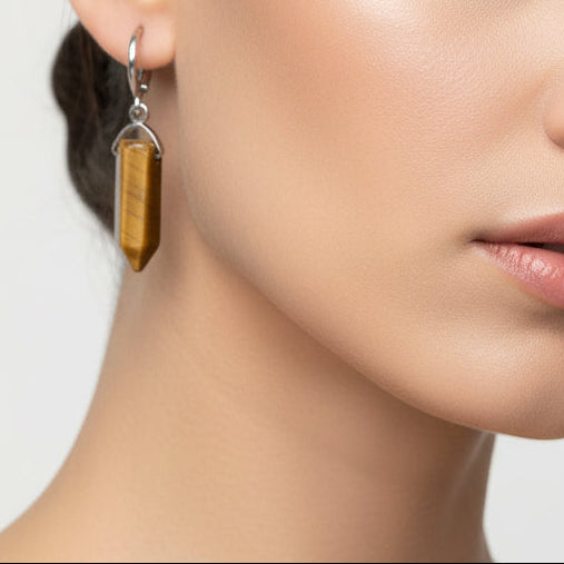 Tigers Eye  Crystal gemstone Drop Earrings