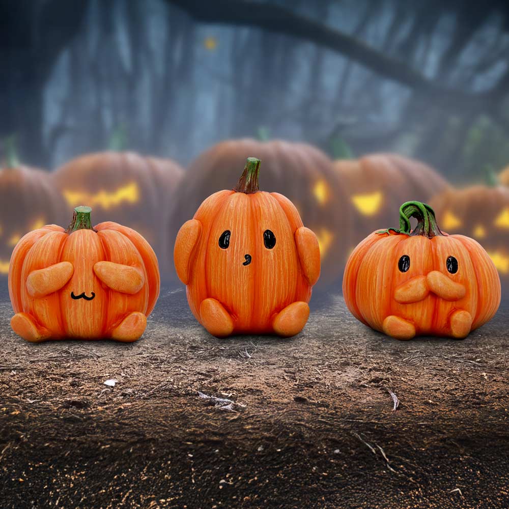 Three Wise Pumpkins, Collectible Figurines, spooky and seasonal, Halloween Decor