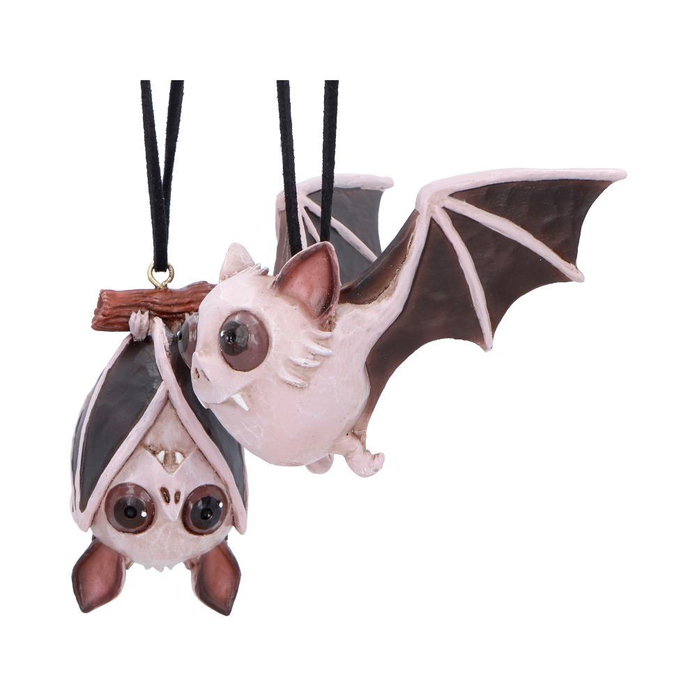 Hand-Painted Resin Bat Ornaments – (Set of 2)