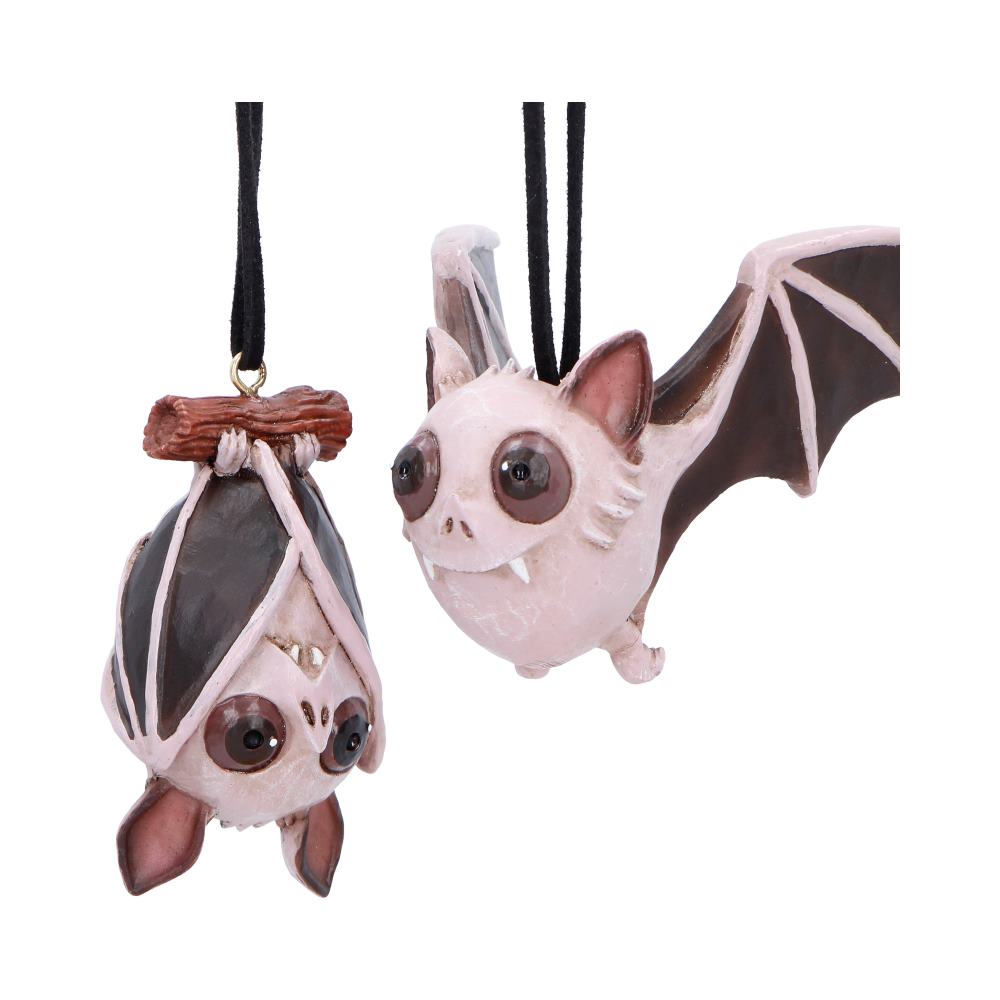 Hand-Painted Resin Bat Ornaments – (Set of 2)