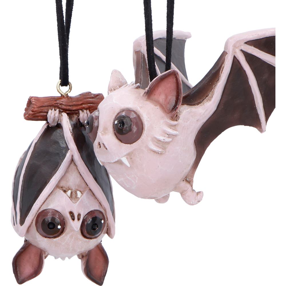Hand-Painted Resin Bat Ornaments – (Set of 2)