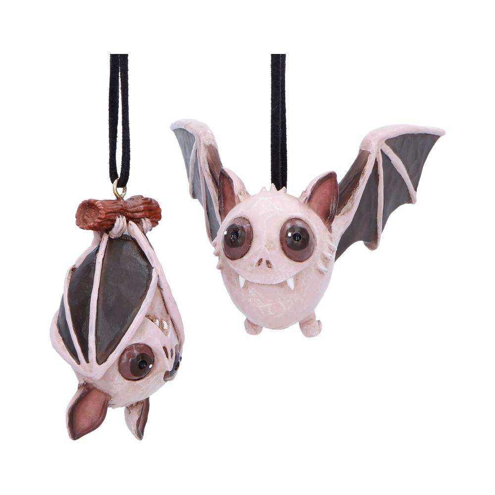 Hand-Painted Resin Bat Ornaments – (Set of 2)