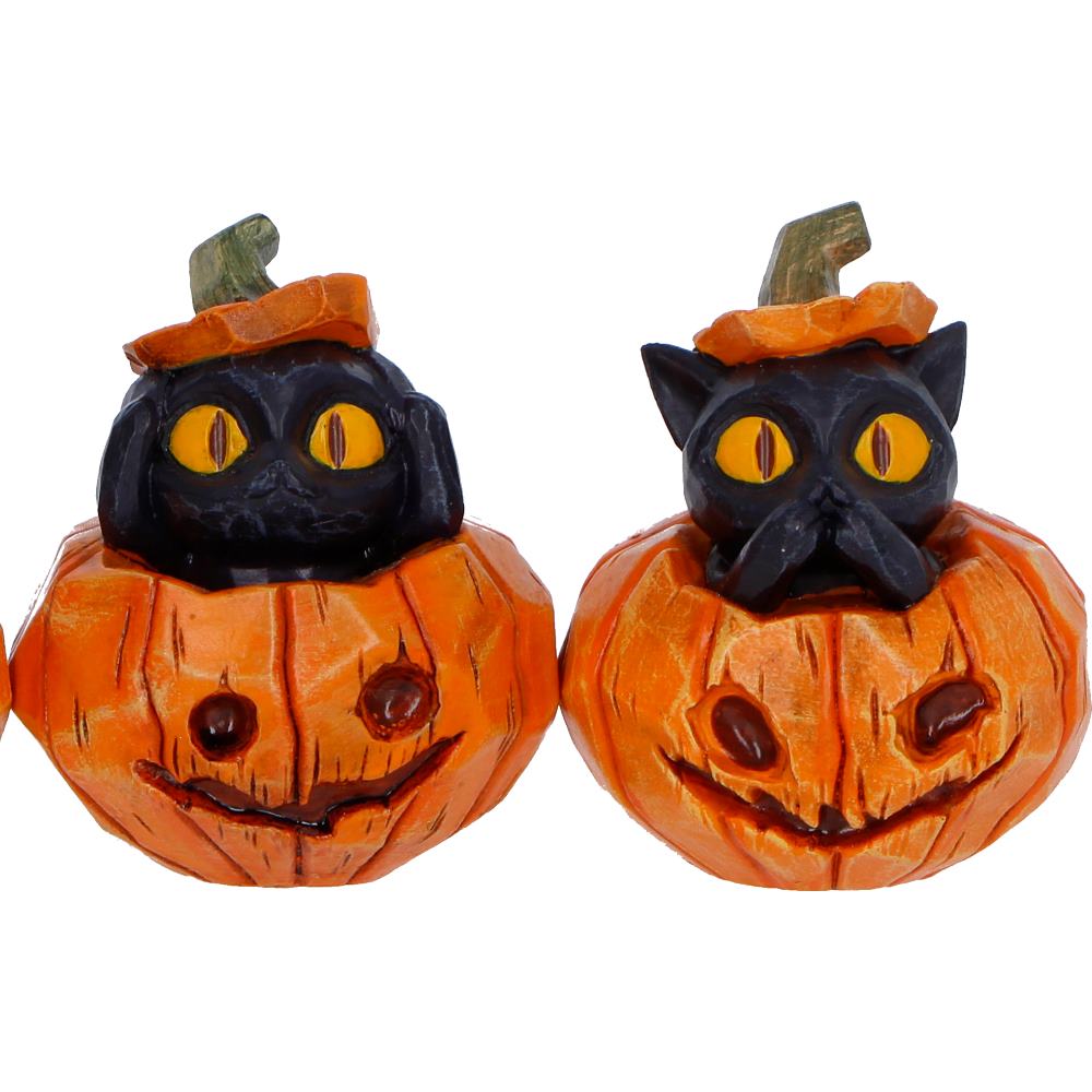 Three Wise Halloween Pumpkin Patch Cats – Spooky Halloween Decor