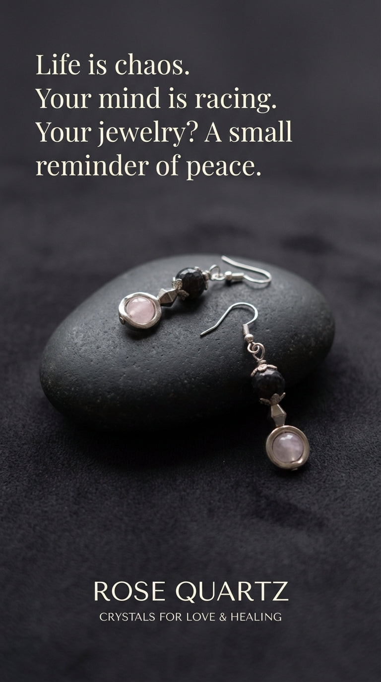 Rose quartz earrings dangle earrings