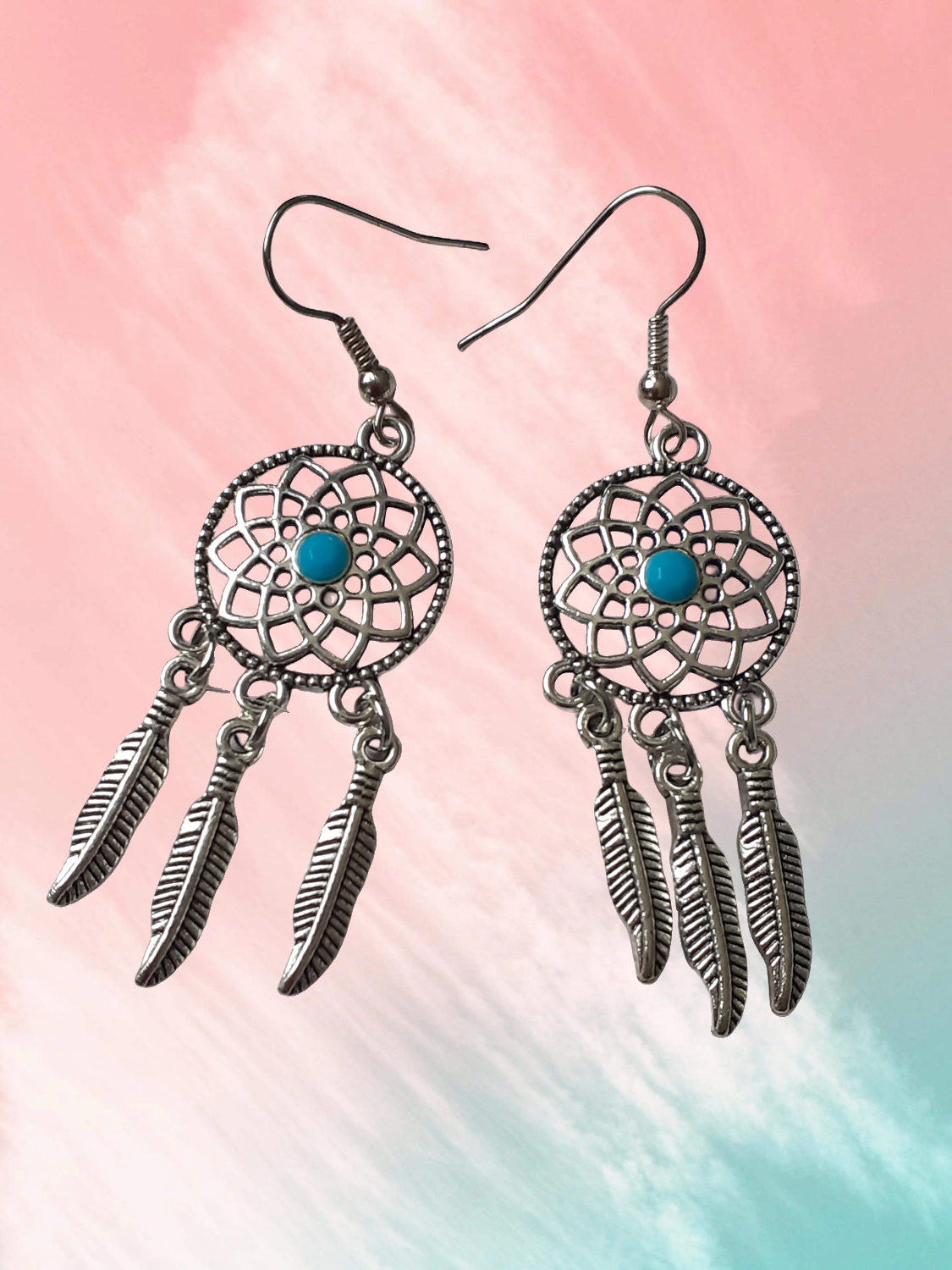 Dreamcatcher style drop earrings