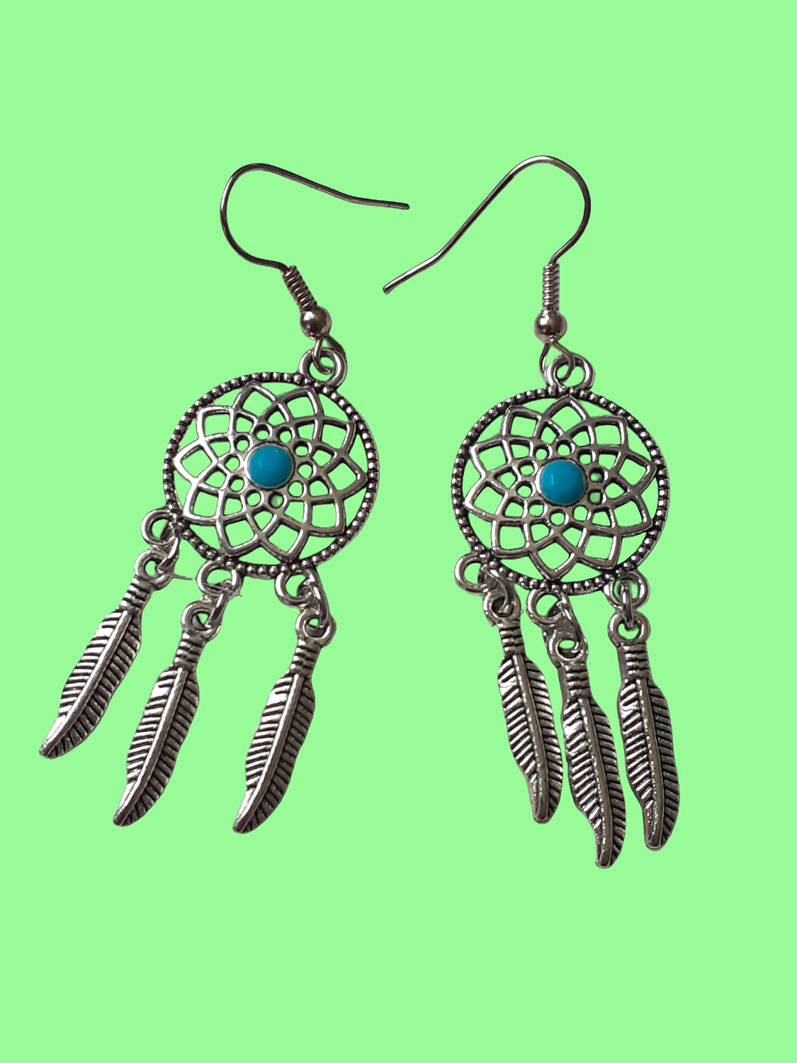 Dreamcatcher style drop earrings
