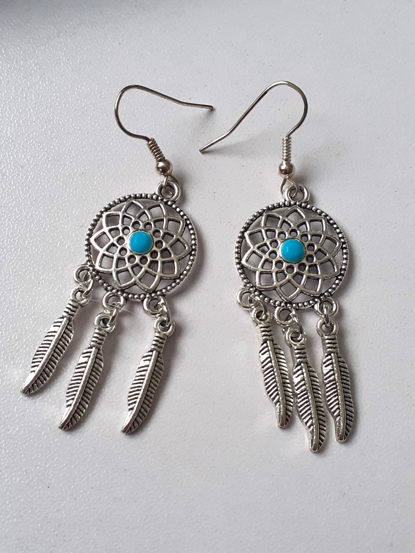 Dreamcatcher style drop earrings