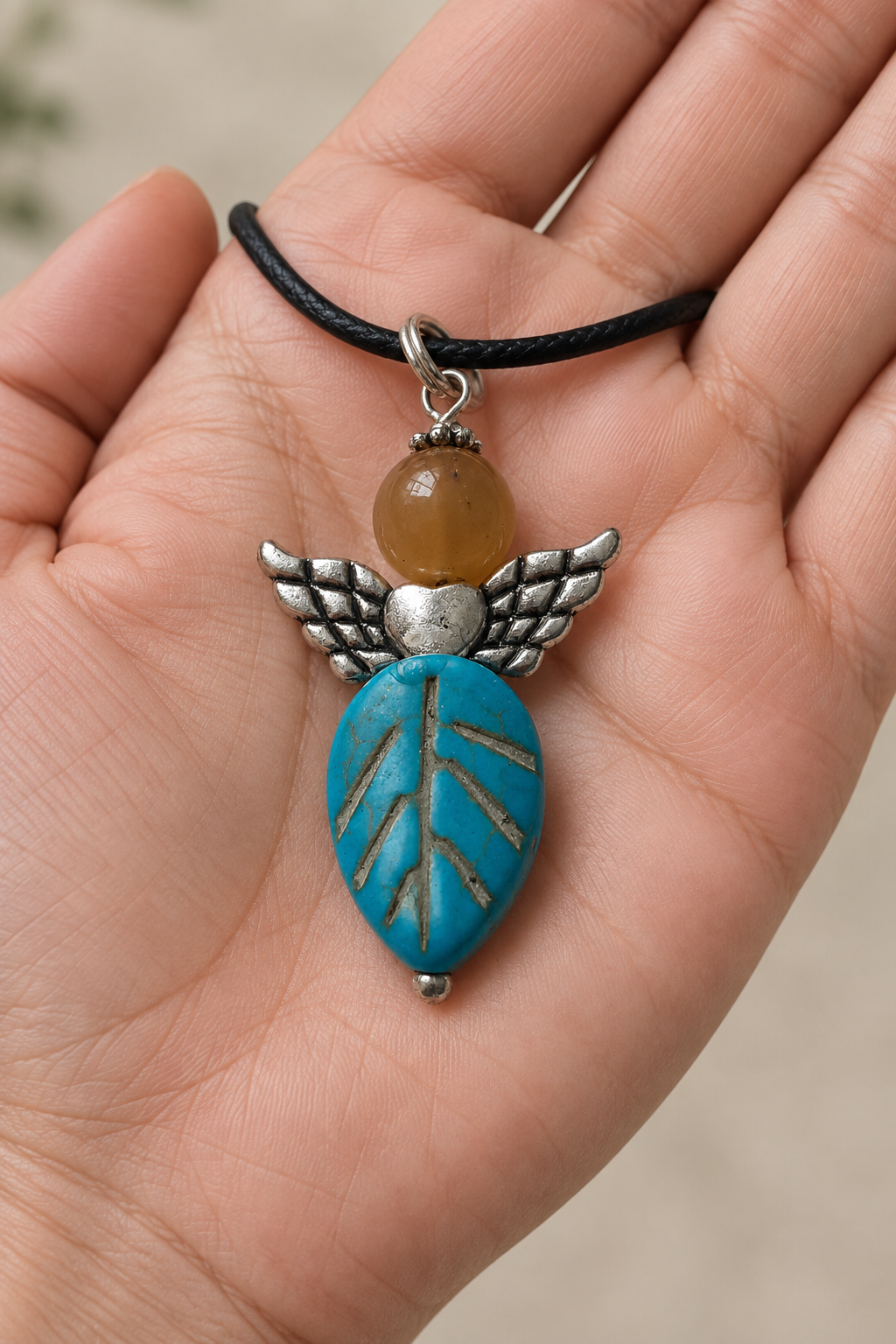 Tiger's Eye Angel Pendant Necklace