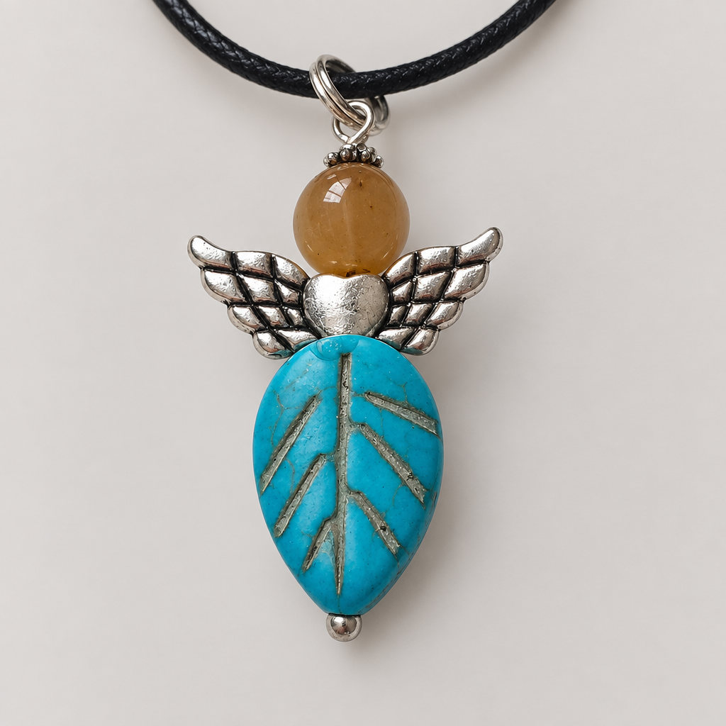 Tiger's Eye Angel Pendant Necklace