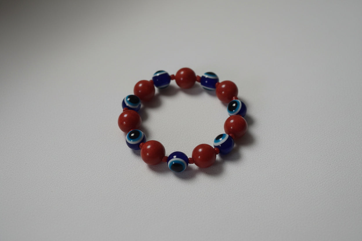 Red Jasper style, Evil Eye Protection beaded bracelet