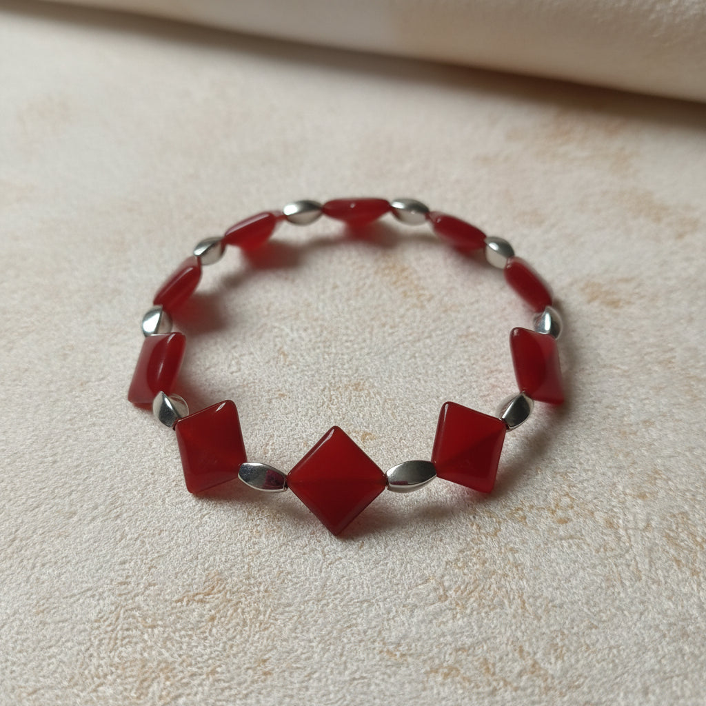 Red Jasper style beaded bracelet