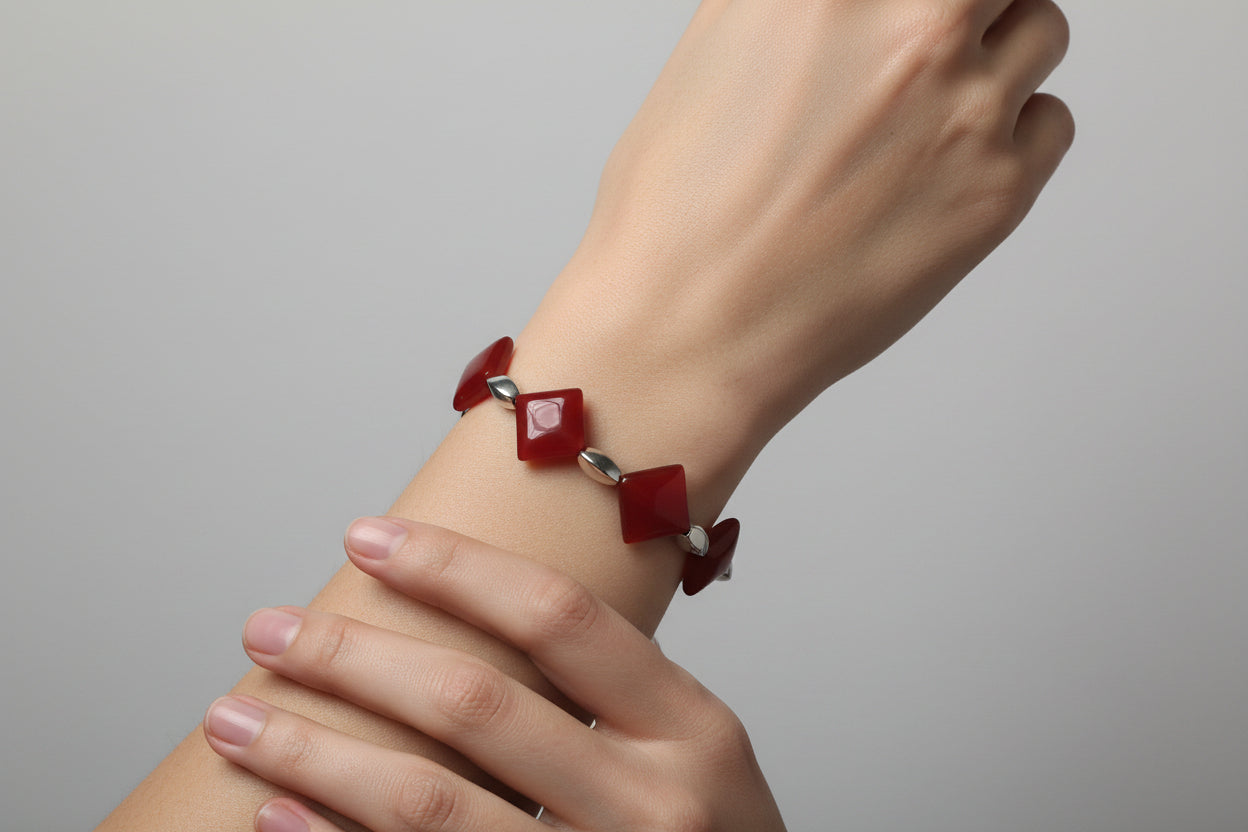 Red Jasper style beaded bracelet