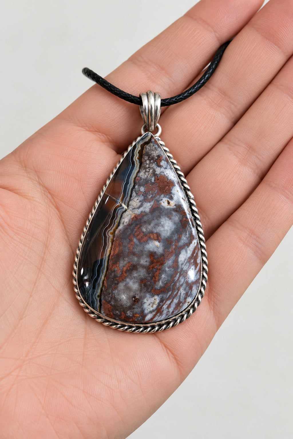 Orca Agate Crystal Pendant