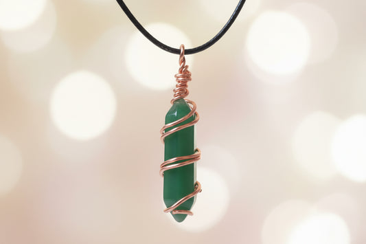 Green Aventurine Crystal Pendant Necklace