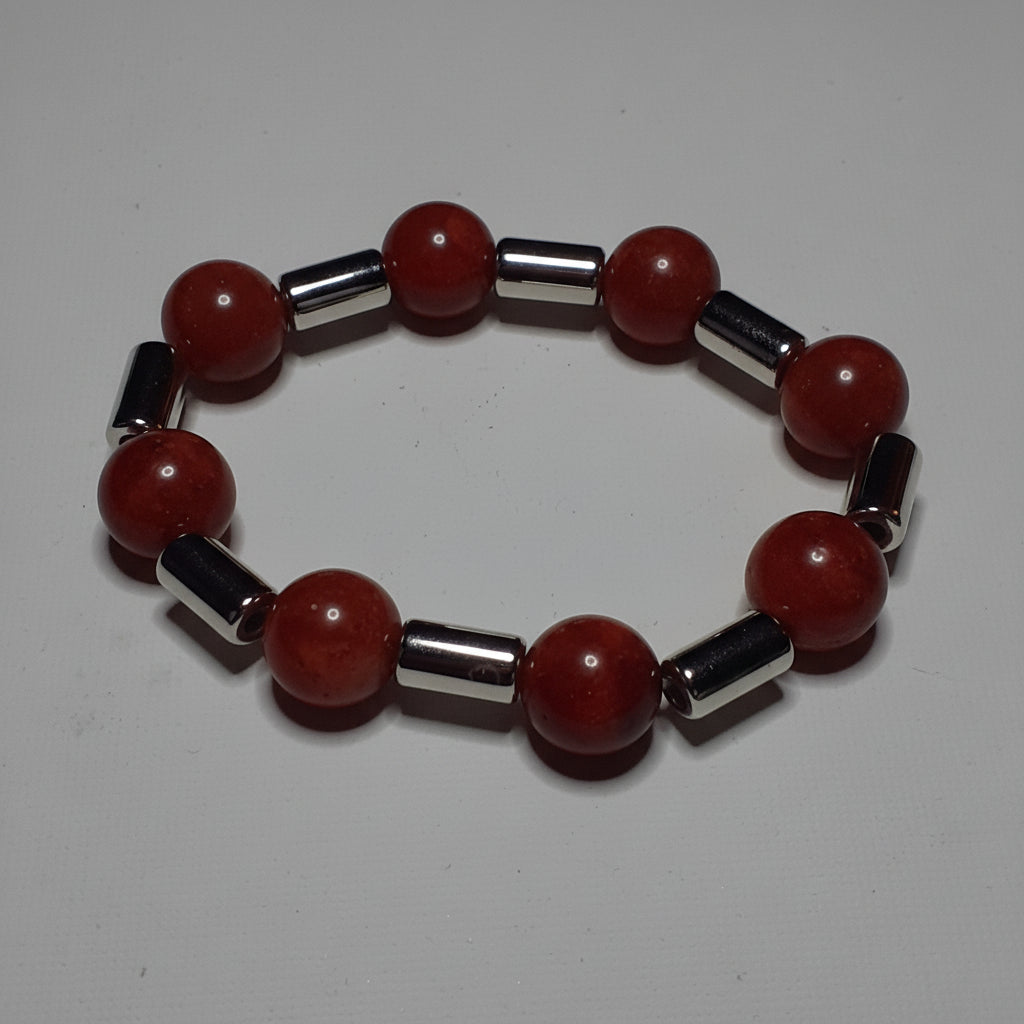 Red Jasper style large beaded bracelet