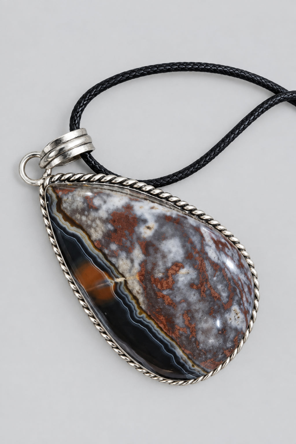 Orca Agate Crystal Pendant