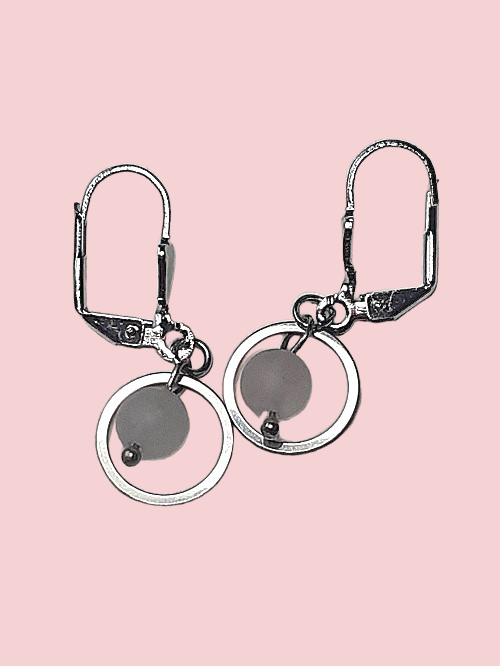 Rose Quart small hoop dangle earrings