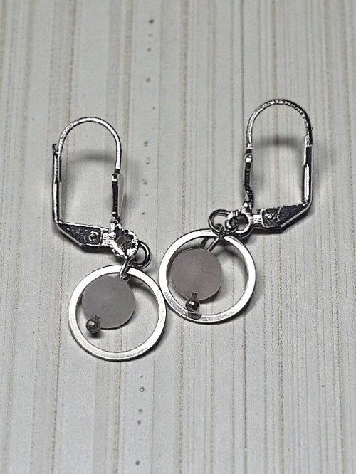 Rose Quart small hoop dangle earrings